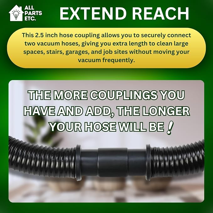 2.5" Vacuum Hose Coupling Connector – Wet Dry Vac Hose Adapter Compatible - Image 6