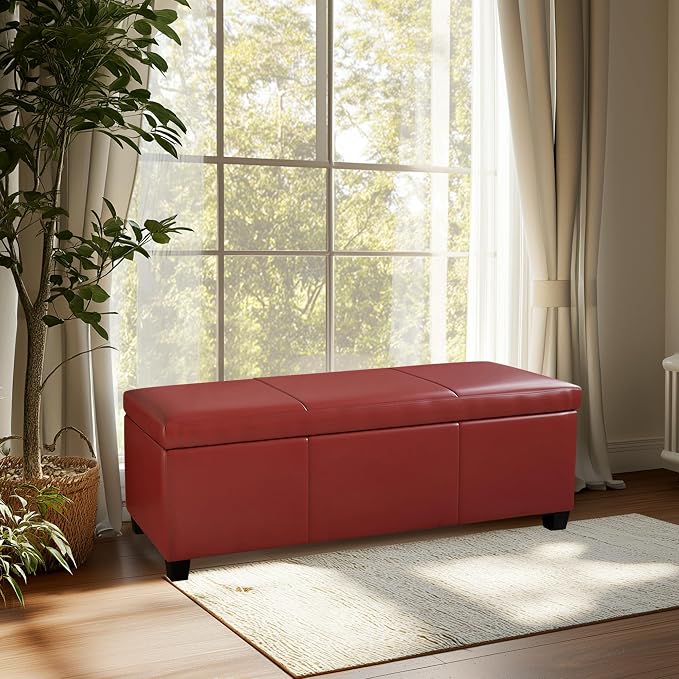BELLEZE Storage Faux Leather Ottoman, 47 Inch Bench Bedroom Bench - Image 9