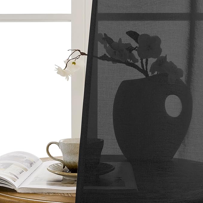 Tollpiz Sheer Door Curtains Closet Linen Textured Curtain Sheers Doorway Light - Image 9