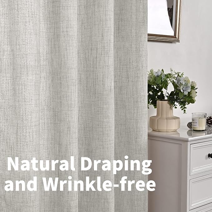 YoungsTex Light Grey Linen Curtains 80 Inch Length - Image 7