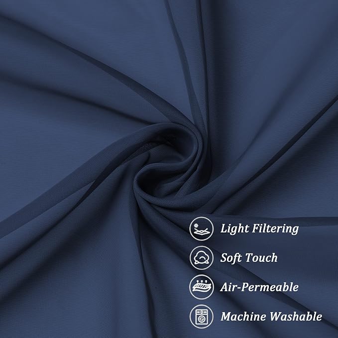 Chyhomenyc Navy Blue Sheer Scarf Valances - Image 6