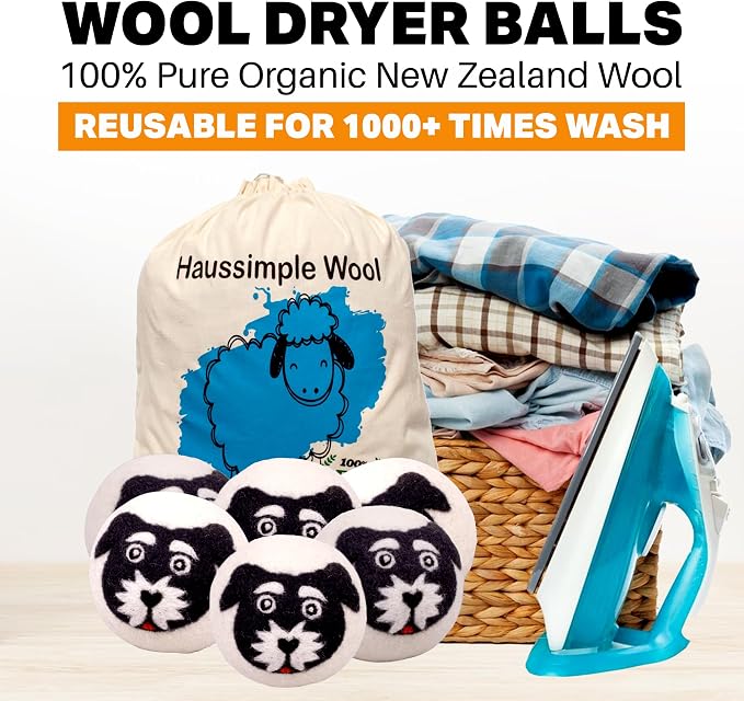 Wool Dryer Balls Organic Felt 6 Pack Laundry Fabric Softener, Extra Large - Image 4