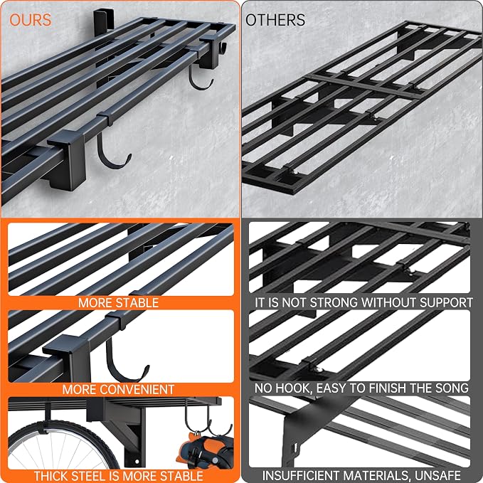 1-Pack Garage Wall Shelving, Heavy Duty Garage Storage Shelves, Wall Mounted - Image 7