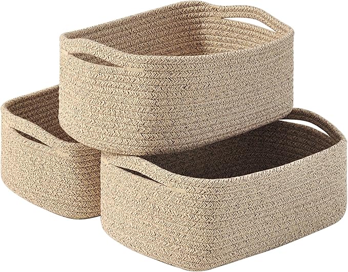 Small Baskets for Organizing, Woven Storage Baskets for Shelves, Small Rope by ICERZCZ