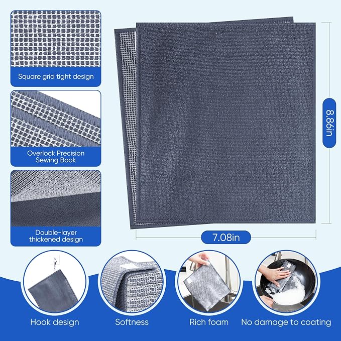 10Pcs New Upgrade 2-Layer Non Scratch Wire Dishcloth, Wire Dishwashing Rag - Image 2