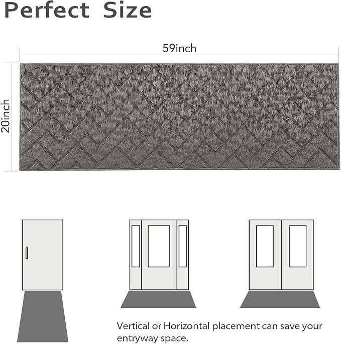 hicorfe Indoor Doormat, Front Back Door Mat Rubber Backing Non Slip Door Mats - Image 2