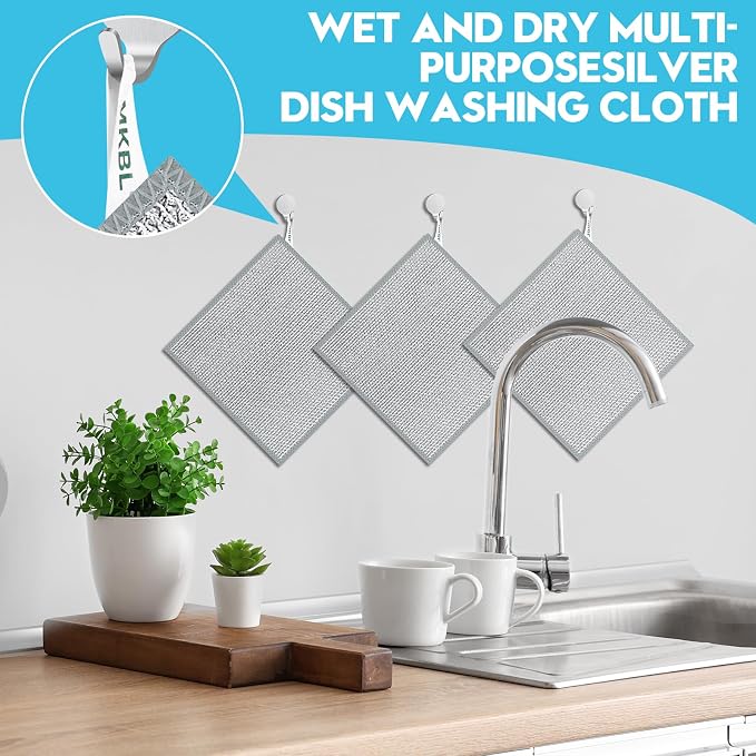 10 Pcs New Upgraded 3 Layers Non Scratch Wire Dishcloth, Wet & Dry - Image 7