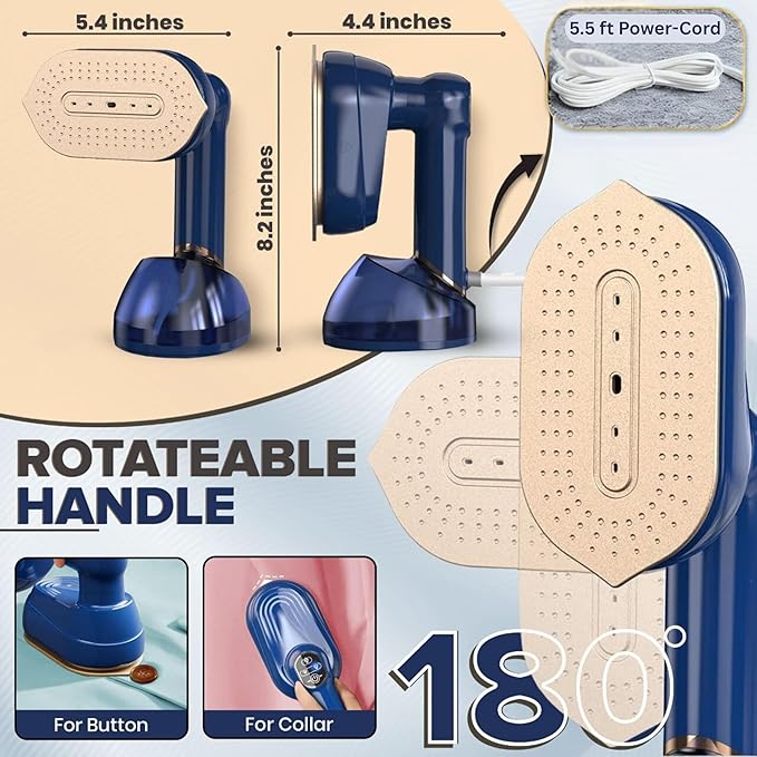 Humse Portable Steamer for Clothes – 2 in 1 Travel Steamer Iron For Clothes - Image 3