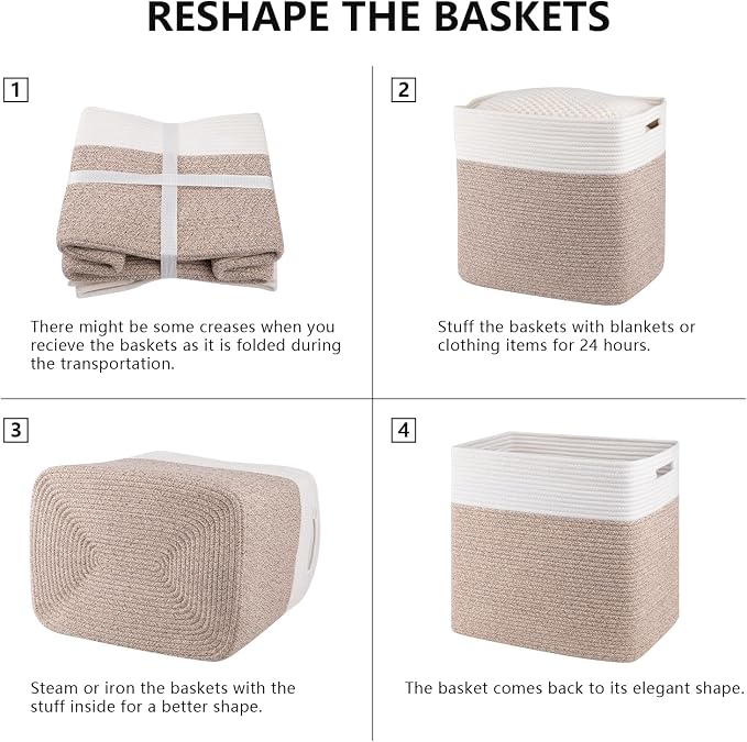 OIAHOMY Storage baskets for Shelf, Large Collapsible Storage Bins, Blanket - Image 7