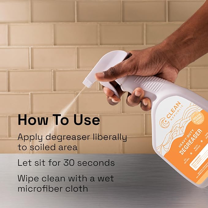 Clean Republic Heavy-Duty Degreaser, Stove Tops, and More, 32 Fluid Ounce Bottle - Image 6