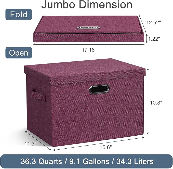 Large 17" 36 Quart Collapsible Stackable Storage Bins - Image 2