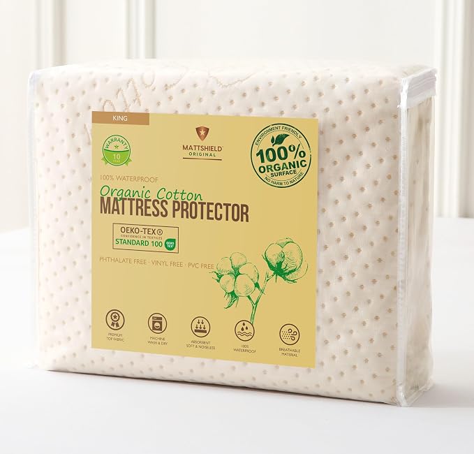 Luxury Waterproof Organic Mattress Protector King by MATTSHIELDORIGINAL