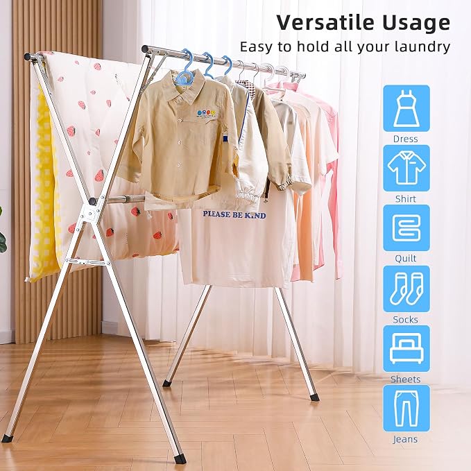 funest Drying Rack Clothing, 79 Inches Adjustble & Foldable Laundry Drying Rack - Image 5