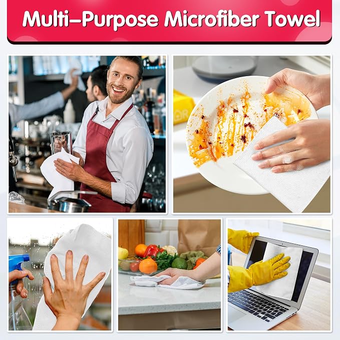 FIXSMITH White Microfiber Cleaning Cloth, 11.5"X11.5" Cleaning Rags - Image 6