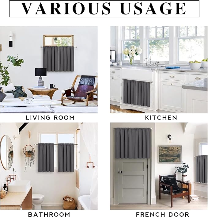 RYB HOME Mini Curtains for Small Window, W34 x L45 inches - Image 7