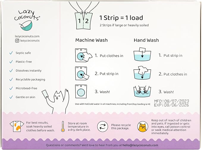 LAZY COCONUTS Eco Friendly, Plant Powered Laundry Detergent Strips - Image 2