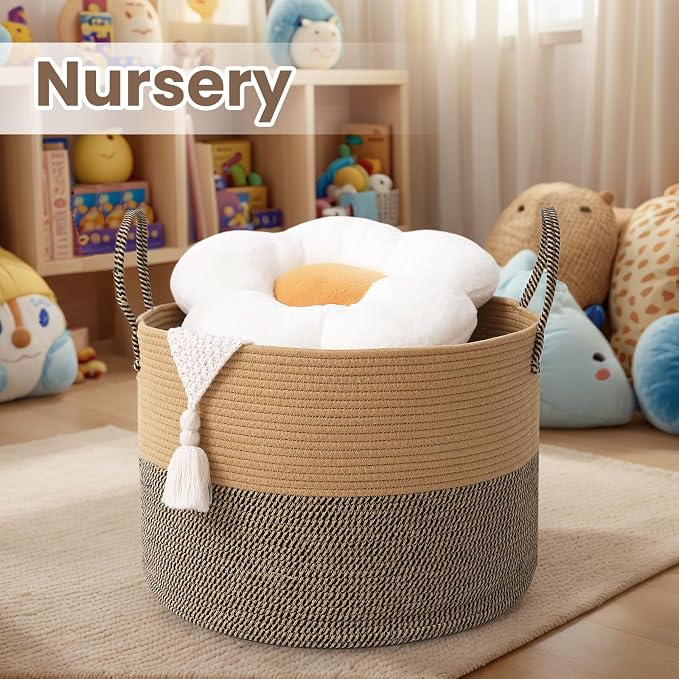 Woven Blanket Basket, 115L Large Rope Storage Bin - Image 4