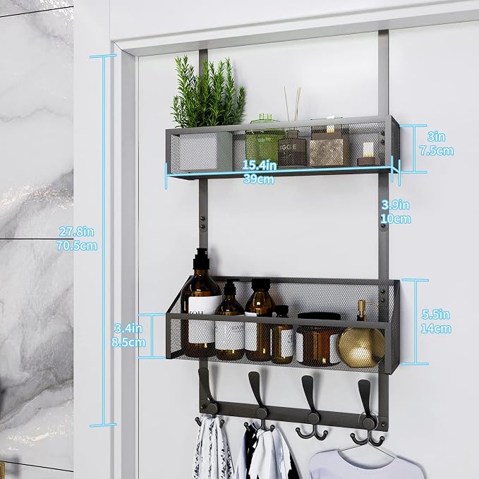Over The Door Hooks Organizer, Coat Rack Over The Door Storage Hanger Towel Rack - Image 3
