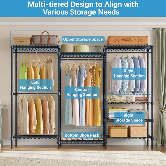 VIPEK V5 Plus Large Portable Closet Rack Freestanding Wardrobe Closet, 85.4" L - Image 8