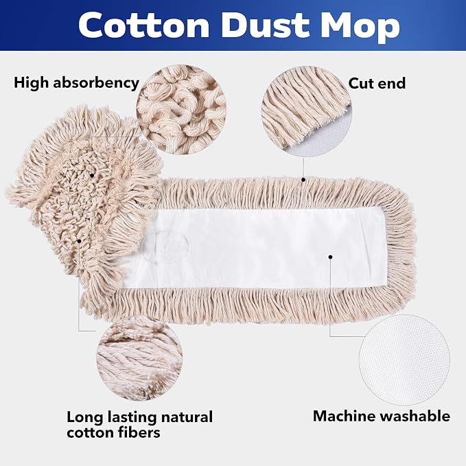 Matthew Cleaning 24'' Cotton Dust Mop Refill Washable Thick Tufted Replacement - Image 4