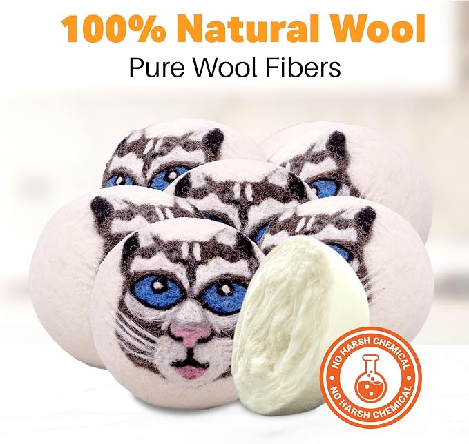 Wool Dryer Balls Organic Felt 6 Pack Laundry Fabric Softener, Extra Large - Image 6