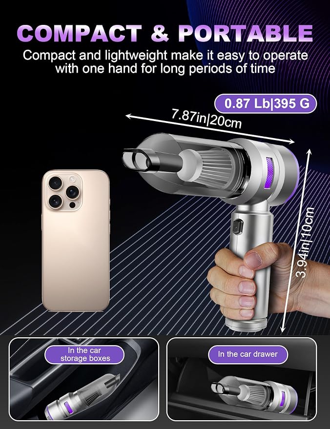 Handheld Car Vacuum Portable Cordless, 15000Pa High Power Handheld Vacuum - Image 5