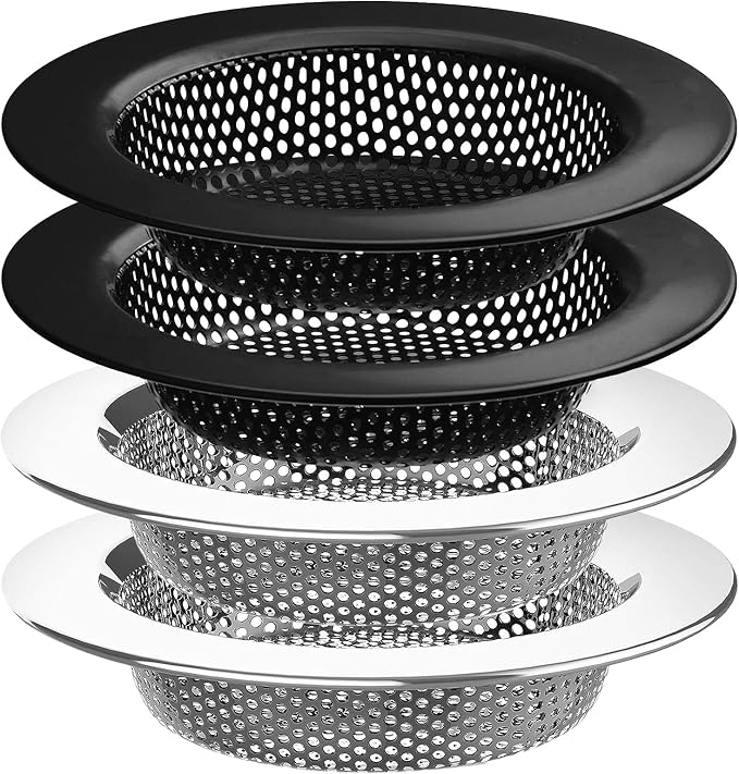 4 Pcs Stainless Steel Mesh Sink Drain Strainer, 4.5" Top / 3" Kitchen Filter by BESSEEK