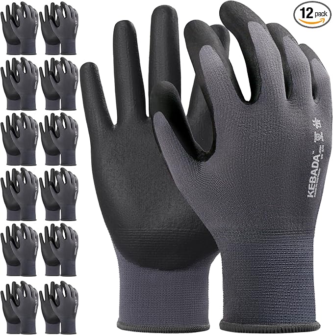 Kebada Work Gloves for Men and Women, Foam Nitrile Coated Safety Gloves by KEBADA