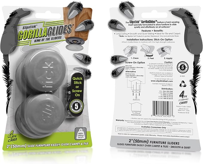 GorillaGlides CB503 2 Inch Furniture Sliders/Screw On Glide Floor Protectors - Image 2