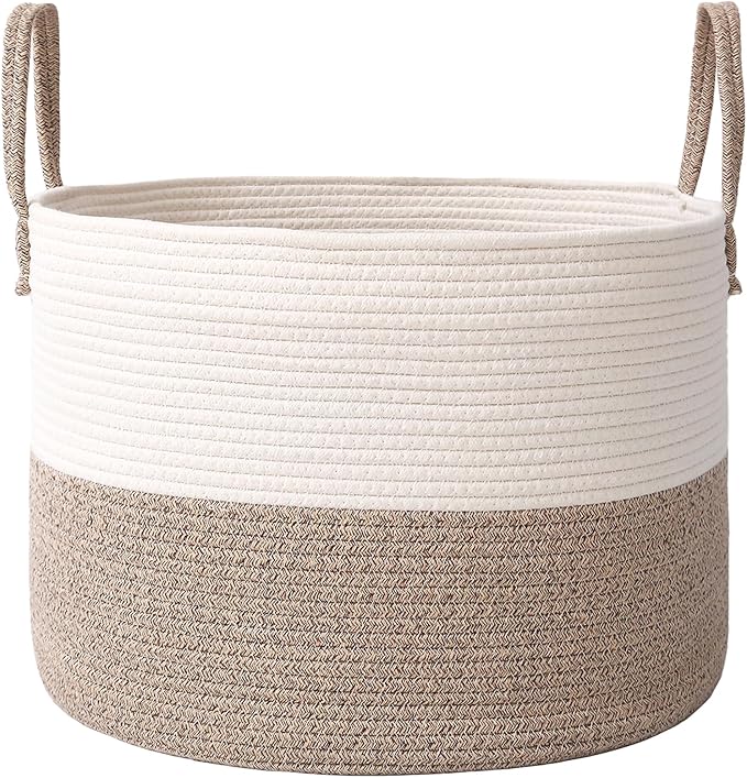 Woven Blanket Basket, 65L Large Rope Storage Bin by JMvicyroam
