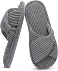 Evshine Summer House Slippers for Women Corduroy Cross Bow Indoor Slippers Open by Evshine