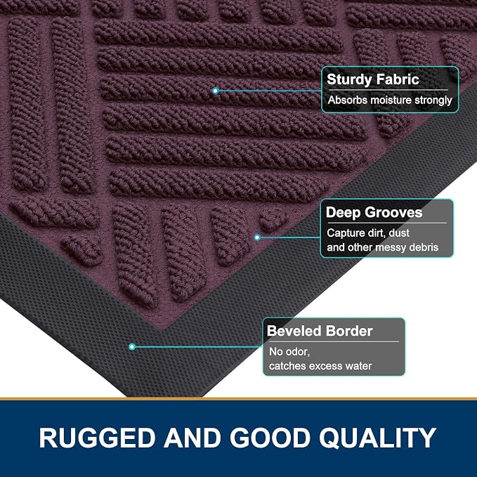 Smiry Front Door Mat Outside Entrance, Heavy Duty Outdoor Indoor Mat, Natural - Image 4