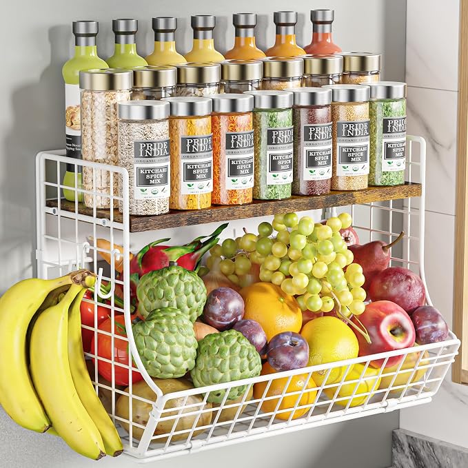 Magnetic Shelf for Fridge with Wood Lid, Fruit Potato and Onion Storage Bins by Unknown