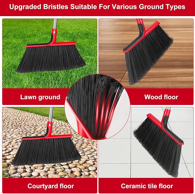 Angle Broom with 58″ Long Handle – 14″ Wide Stiff Bristles - Image 6