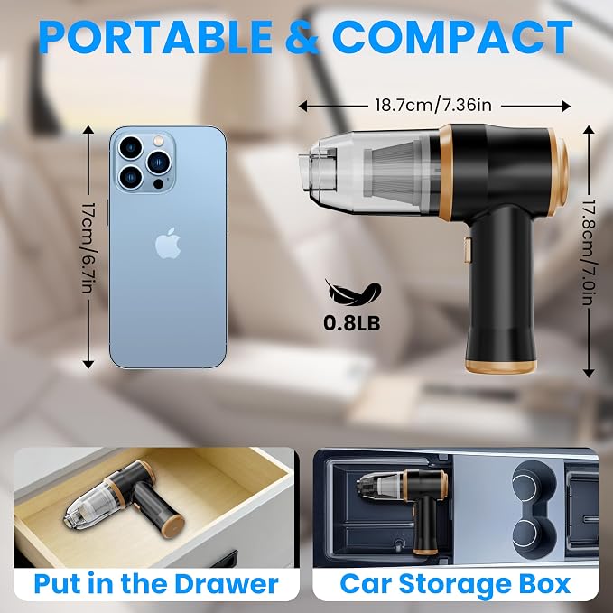 Mini Car Vacuum 15000Pa Portable Cordless Handheld Vacuum Cleaner and Air Duster - Image 5
