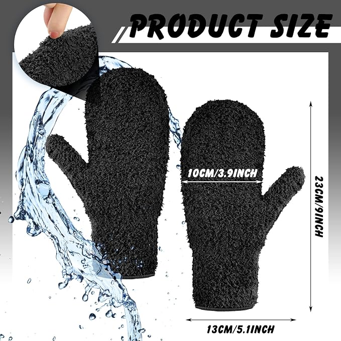 Bencailor 4 Pair Microfiber Dusting Mittens Reusable Women Cleaning Mittens - Image 3