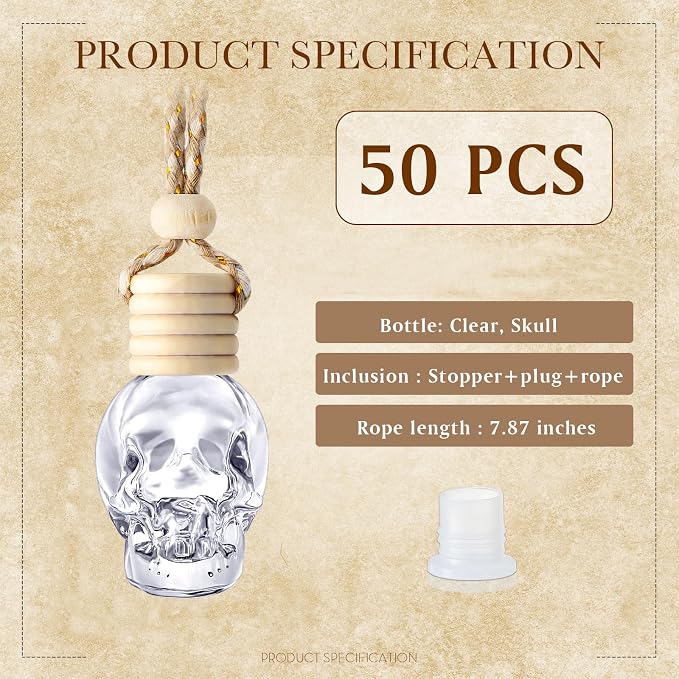 BBTO 50 Pcs Hanging Car Air Freshener Car Diffuser Bottles Empty Glass Perfume - Image 3