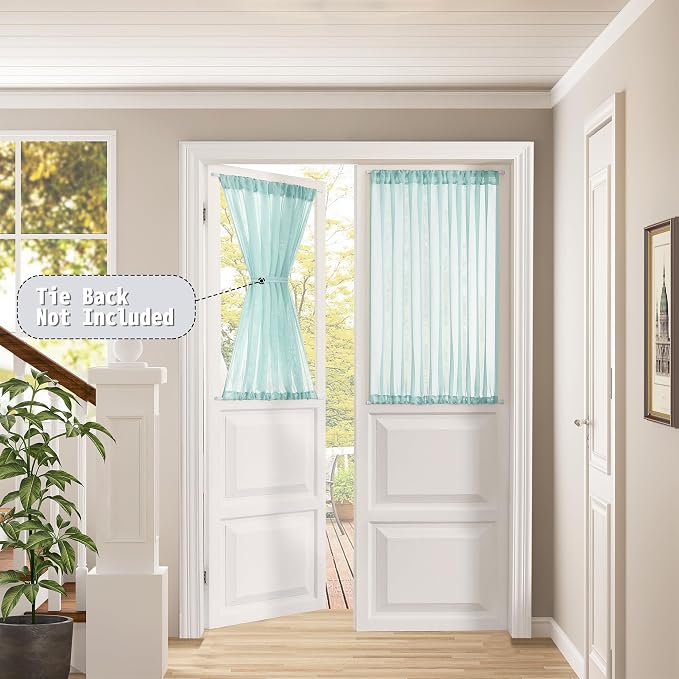 Tollpiz Sheer Curtains Closet Linen Textured Curtain Sheers Doorway Light - Image 2