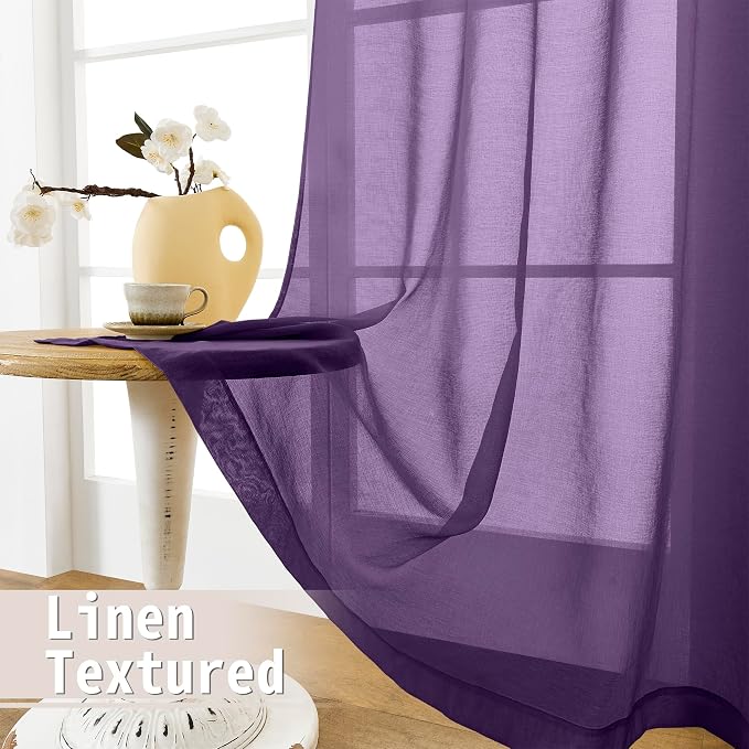 Tollpiz Sheer Door Curtain Closet Linen Textured Curtains Sheer Doorway Light - Image 4