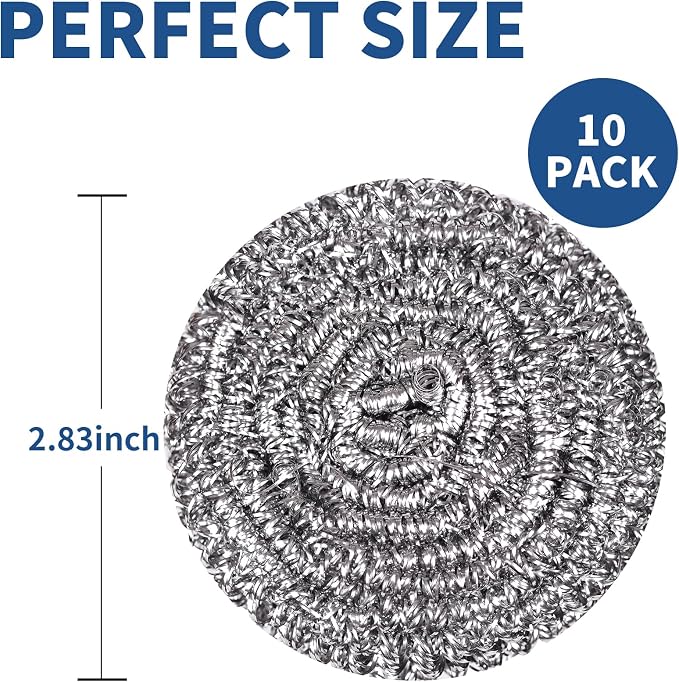 Stainless Steel Scrubber Scrubbing Scouring Pad Sponges Clean Pot Pan and Steel - Image 2