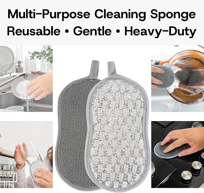 Multi-Purpose Scrub Kitchen Sponges – 12 Pack Dish Sponge, Dual-Sided - Image 3