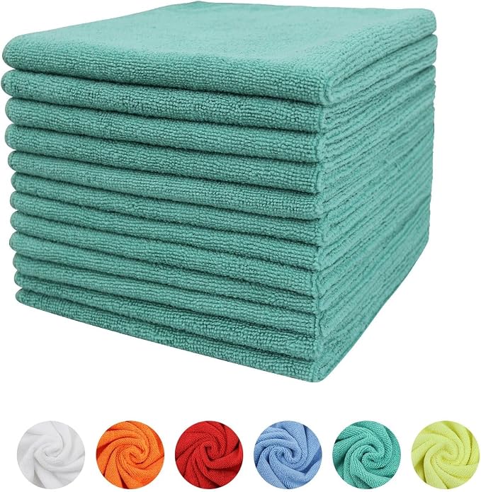 Tricol Clean Microfiber Cleaning Cloth, 12 Pack Ultra-Thick Cleaning Rags by TricolClean
