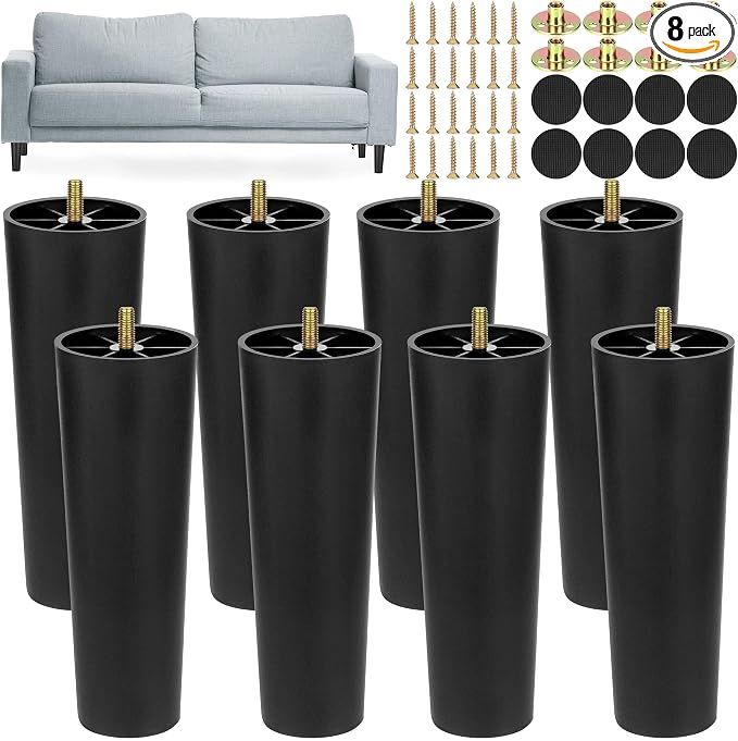 TURSTIN 8 Pack 8 Inch Plastic Furniture Legs by TURSTIN