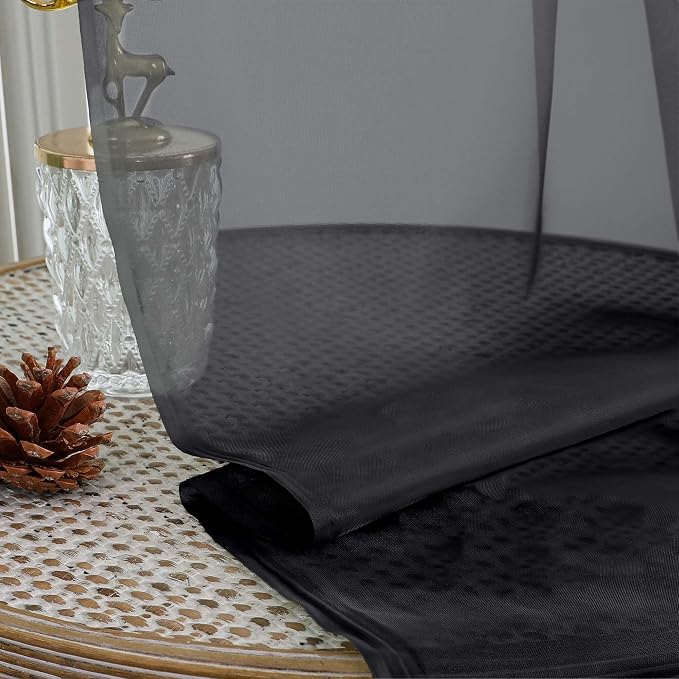 Chyhomenyc Extra Long Black Sheer Curtains 120 Inches Long 2 Panels, Light - Image 5