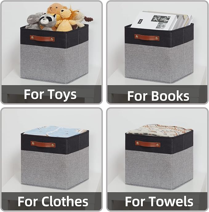 HNZIGE Cube Storage Baskets, Fabric Storage Cubes 12 x 12, Decorative Storage - Image 6