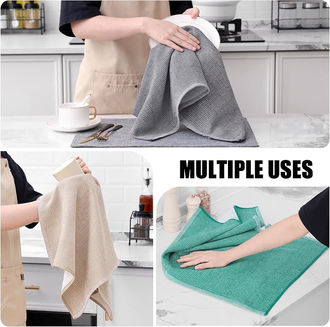 Homaxy Premium Kitchen Towels, Large Cotton Kitchen Hand Towels, Flat and Terry - Image 4
