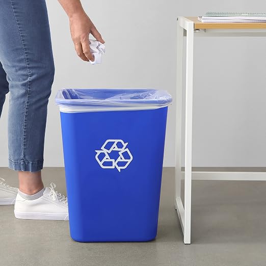 Amazon Basics Trash Can, Rectangular Commercial Office Wastebasket, Recycle Logo - Image 7