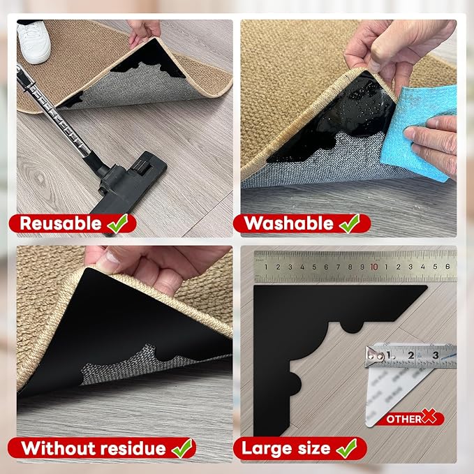 Rug Non Slip Grippers, Reusable Rug Tape Pads - Image 3