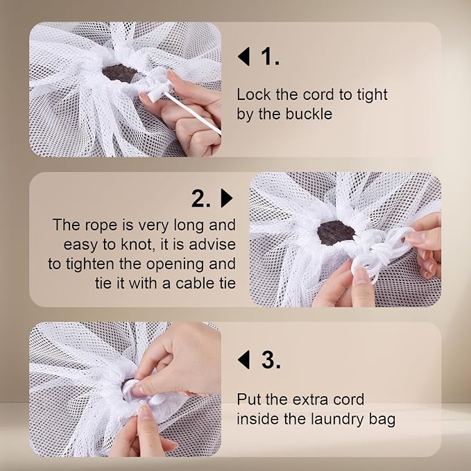 10-Pack Mesh Laundry Bags, 24 × 36 Inch Heavy-Duty Drawstring Mesh Bag Set – - Image 5