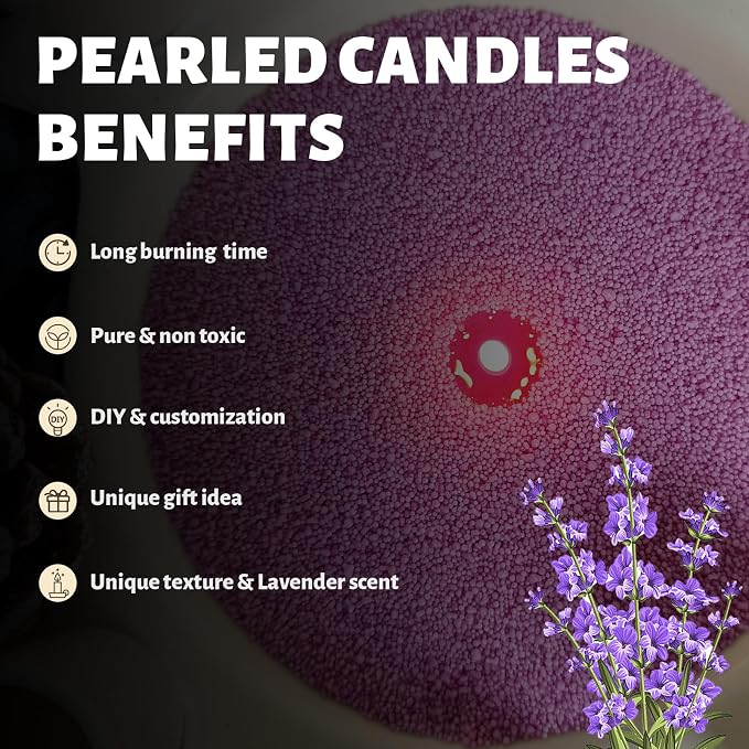 Lavender Scented Purple Pearled Candle 18oz Luxury Sand Candle Granulated Wax - Image 3